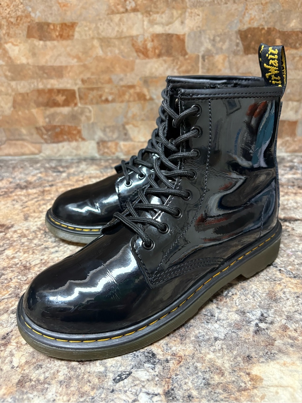 Dr. Martens Black Patent Leather Zip Boots Size 5